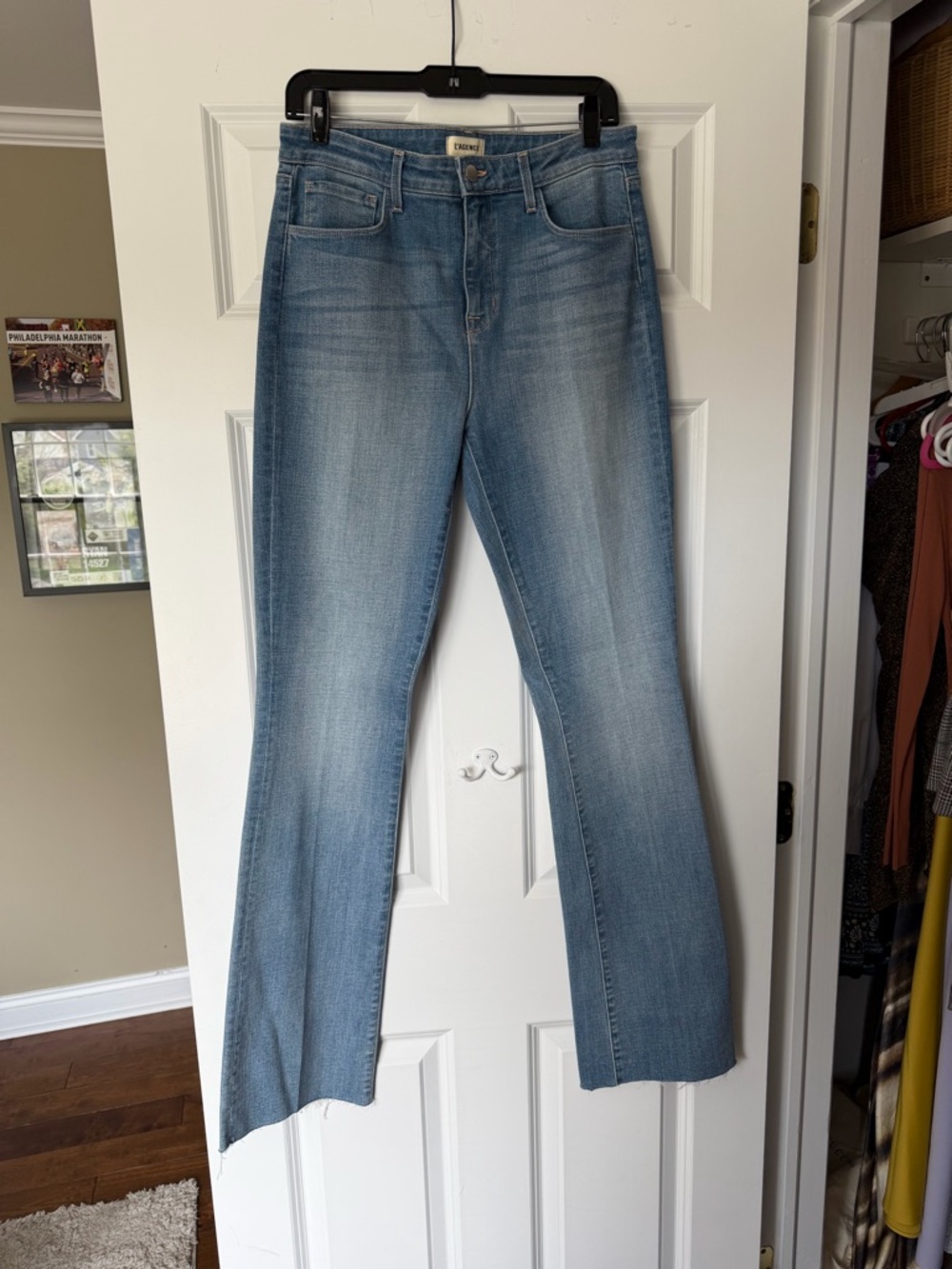 L'AGENCE Ruth Light Blue Flare Jeans - Women's Wide Leg Denim